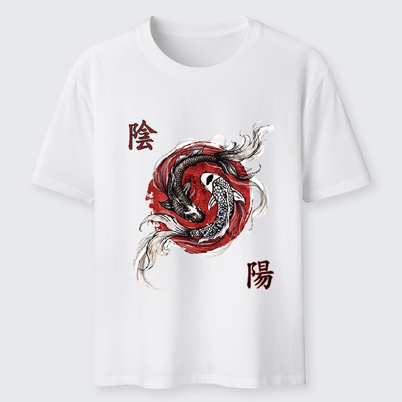 Tokyo-Tiger Red Ink Twin Koi Fish Harmony Classic T-Shirt