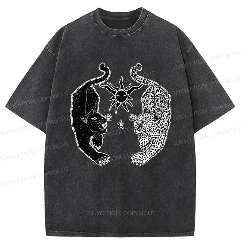 Tokyo-Tiger Retro Tigers Funny Washed T-Shirt