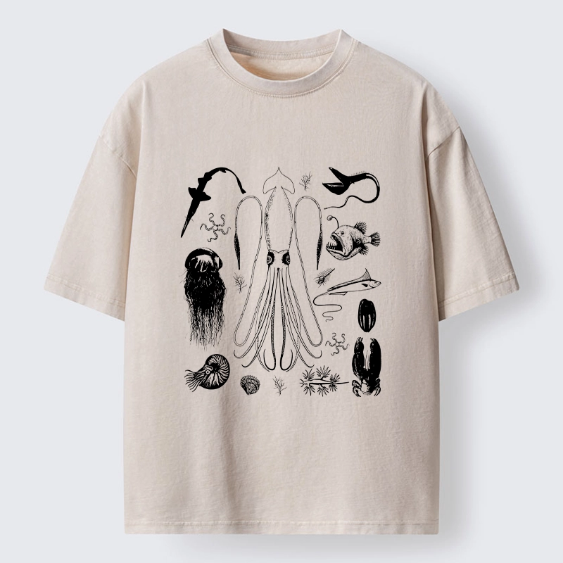 Tokyo-Tiger Vintage Deep Sea Creature Meme Washed T-Shirt