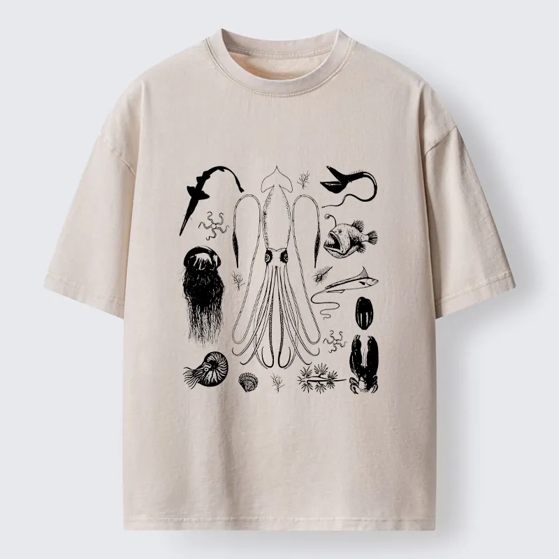 Tokyo-Tiger Vintage Deep Sea Creature Meme Washed T-Shirt