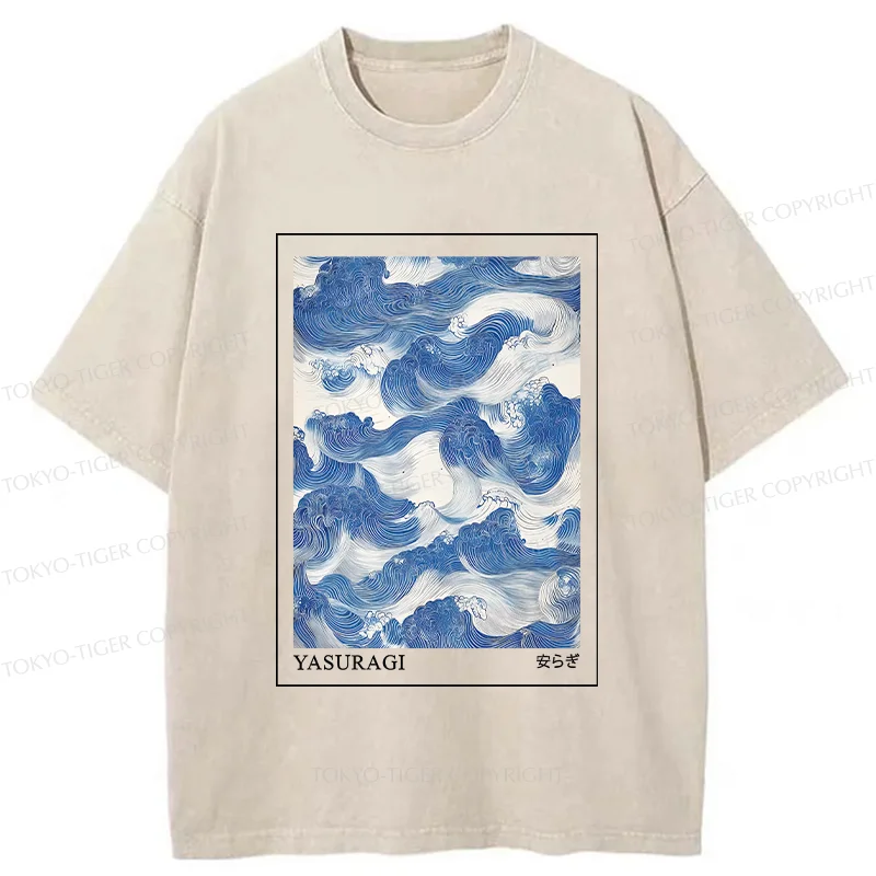 Tokyo-Tiger Japanese Retro Art Wave Washed T-Shirt