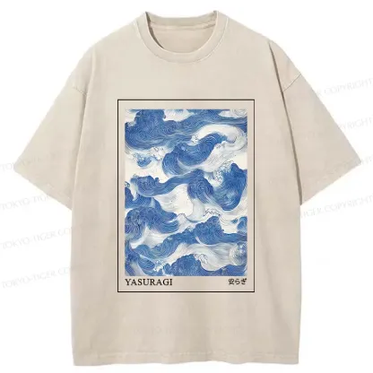 Tokyo-Tiger Japanese Retro Art Wave Washed T-Shirt