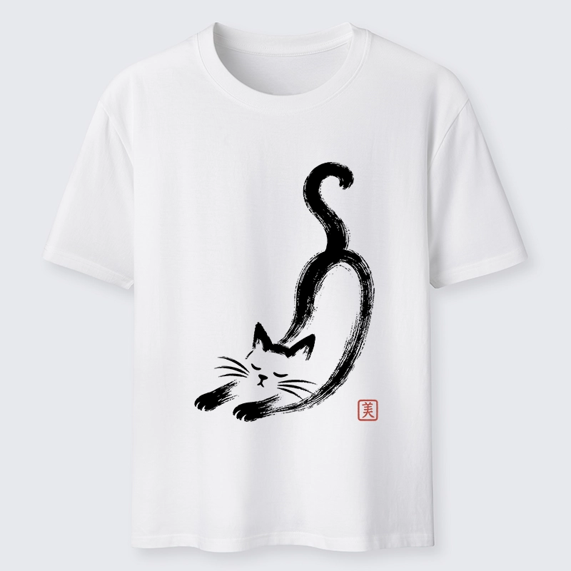 Tokyo-Tiger Soft Ink Stretch Cat Oriental Brush Art Classic T-Shirt