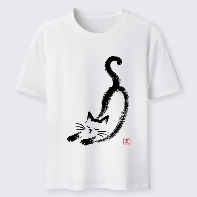 Tokyo-Tiger Soft Ink Stretch Cat Oriental Brush Art Classic T-Shirt