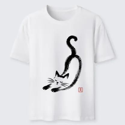 Tokyo-Tiger Soft Ink Stretch Cat Oriental Brush Art Classic T-Shirt