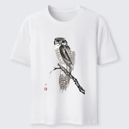 Tokyo-Tiger Minimal Ink Owl Oriental Brush Art Classic T-Shirt