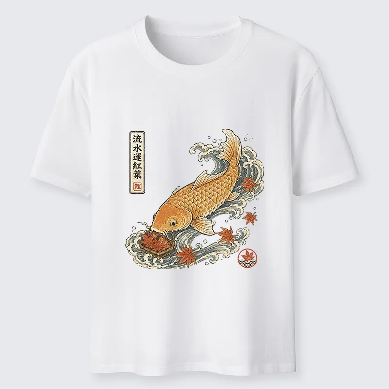 Tokyo-Tiger Golden Koi Carp Maple Leaf Wave Art Classic T-Shirt