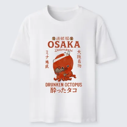 Tokyo-Tiger Vintage Osaka Octopus Sake Drinking Print Classic T-Shirt