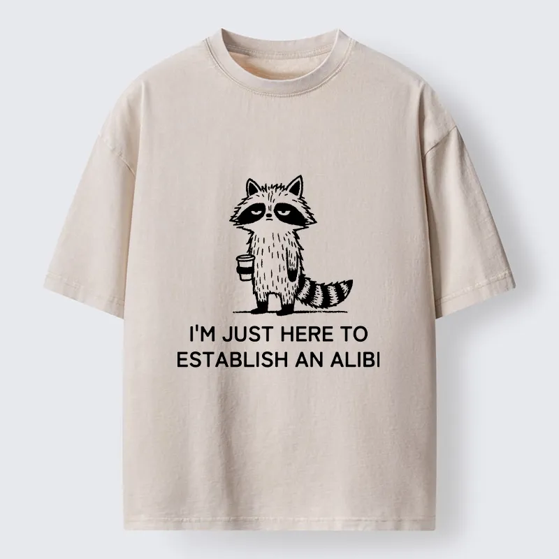 Tokyo-Tiger Minimal Raccoon Coffee Joke Line Art Washed T-Shirt