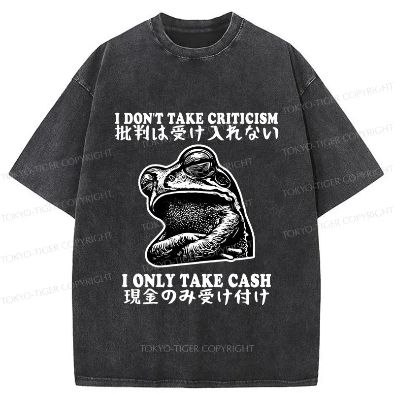 Tokyo-Tiger Frog Only Take Cash Washed T-Shirt
