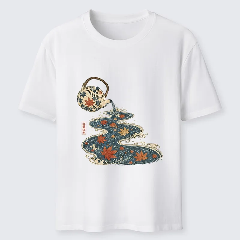 Tokyo-Tiger Maple Tea Pot Flowing River Ukiyo Art Classic T-Shirt