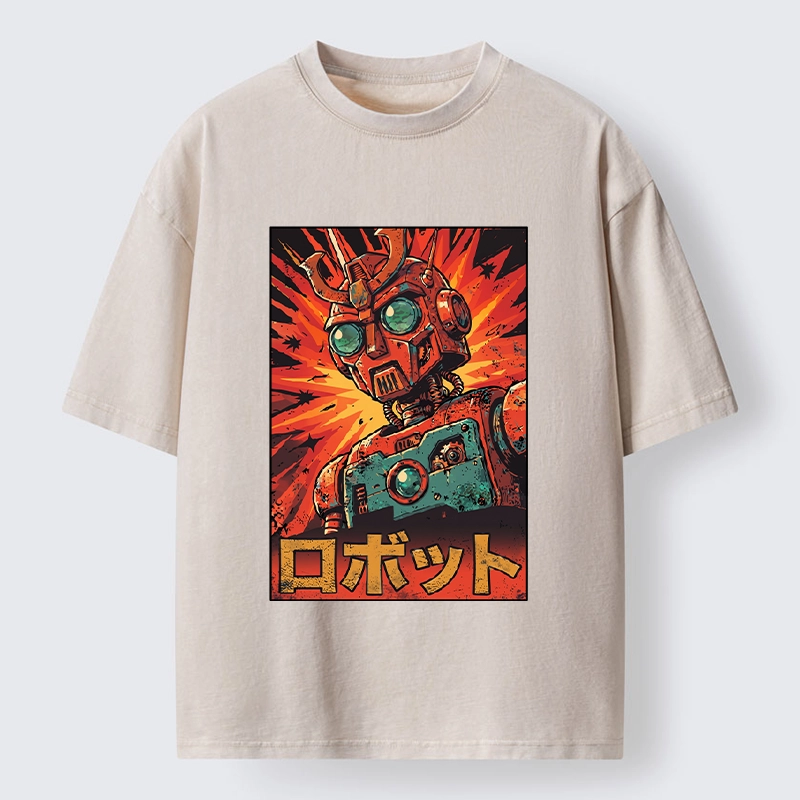 Tokyo-Tiger Retro Japanese Robot Washed T-Shirt