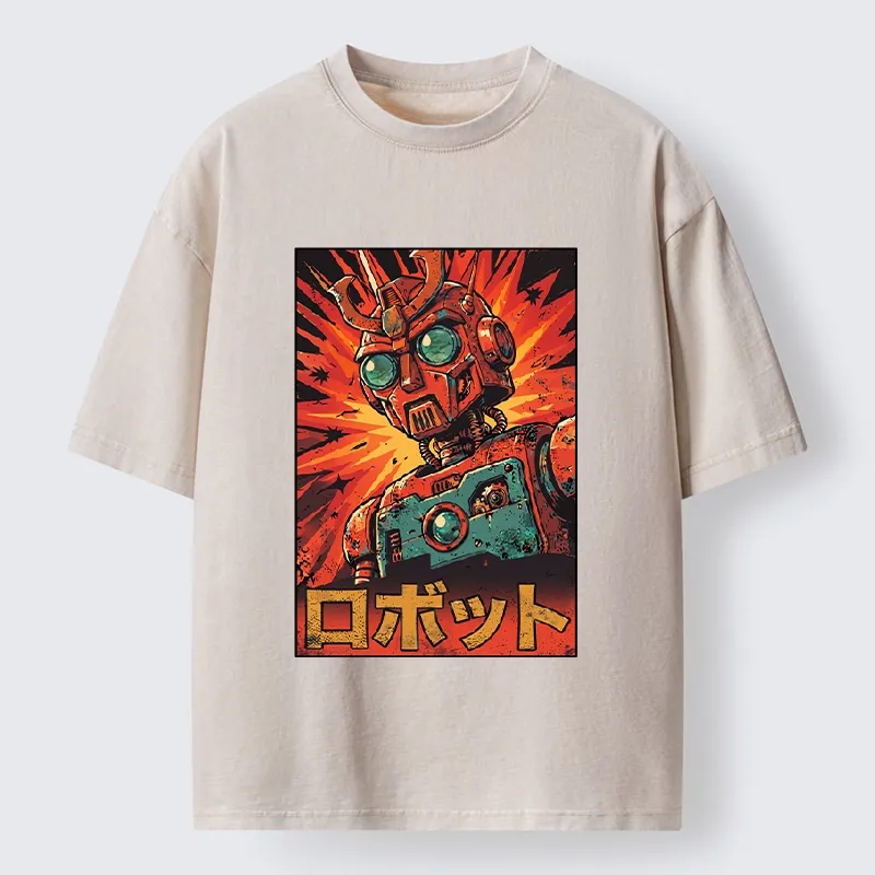Tokyo-Tiger Retro Japanese Robot Washed T-Shirt