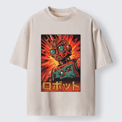 Tokyo-Tiger Retro Japanese Robot Washed T-Shirt