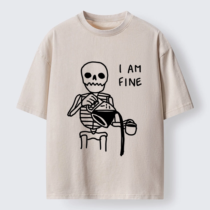 Tokyo-Tiger Skeleton Fake Calm Washed T-Shirt