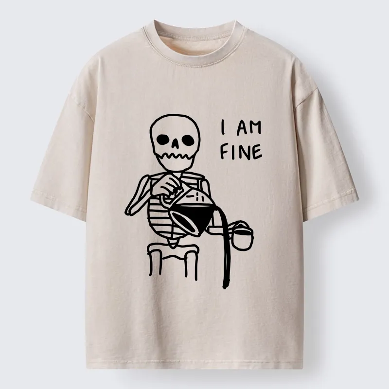 Tokyo-Tiger Skeleton Fake Calm Washed T-Shirt