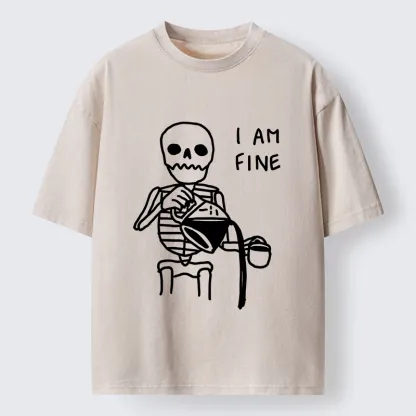Tokyo-Tiger Skeleton Fake Calm Washed T-Shirt