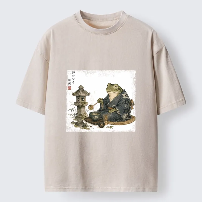 Tokyo-Tiger Calm Kimono Tea Frog Washed T-Shirt