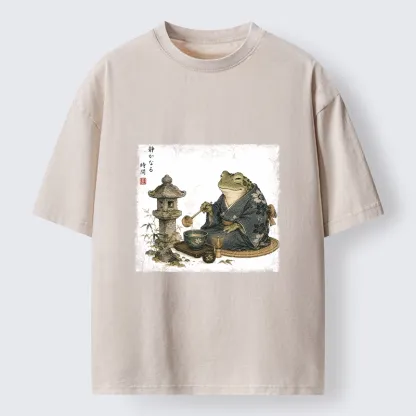 Tokyo-Tiger Calm Kimono Tea Frog Washed T-Shirt