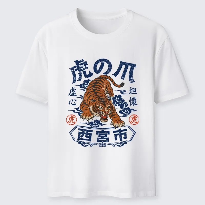 Tokyo-Tiger Brave Tiger Traditional Print Classic T-Shirt Sale