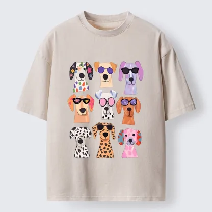 Tokyo-Tiger Colorful Dog Squad Meme Washed T-Shirt