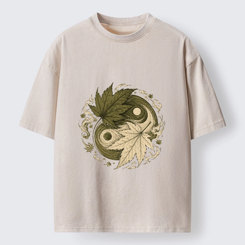 Tokyo-Tiger Maple Yin Yang Art Washed T-Shirt