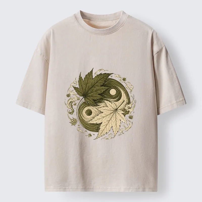 Tokyo-Tiger Maple Yin Yang Art Washed T-Shirt