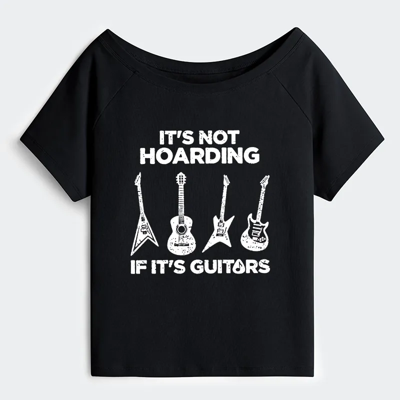 Tokyo-Tiger Music Lover Guitar Hoarding Joke Off Shoulder T-Shirt