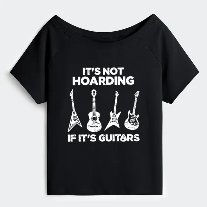 Tokyo-Tiger Music Lover Guitar Hoarding Joke Off Shoulder T-Shirt
