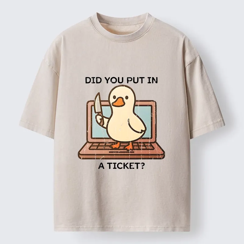 Tokyo-Tiger Ticket Duck Funny Meme Washed T-Shirt