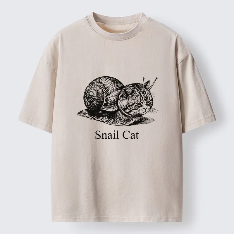 Tokyo-Tiger Weird Snail Cat Meme Washed T-Shirt