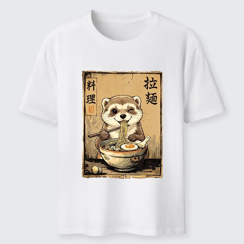 Tokyo-Tiger Ferret Eating Hot Ramen Classic T-Shirt
