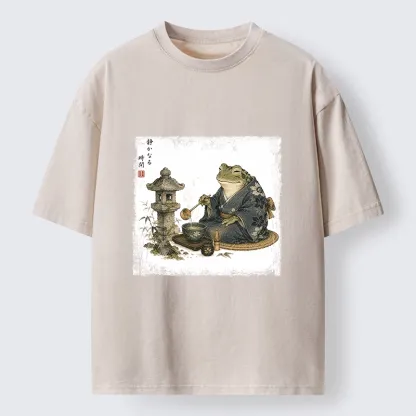 Tokyo-Tiger Calm Tea Frog Washed T-Shirt