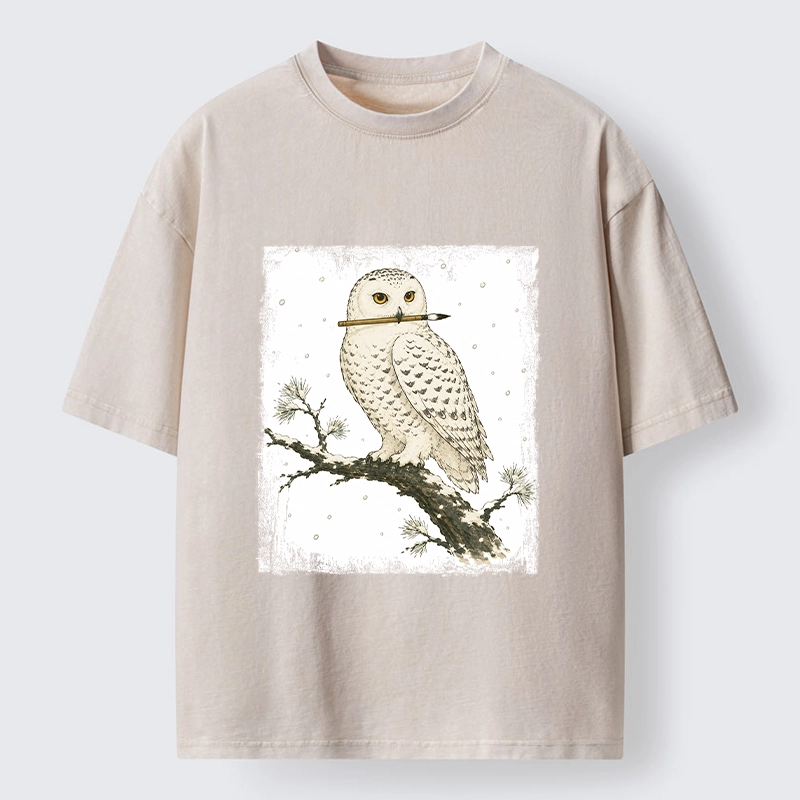 Tokyo-Tiger Snow Owl Painter Washed T-Shirt