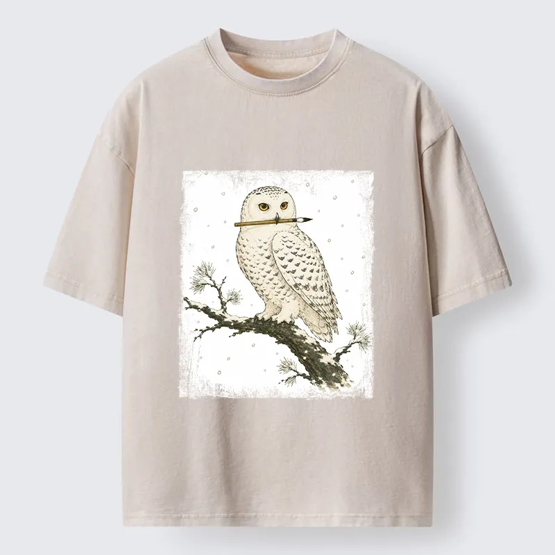 Tokyo-Tiger Snow Owl Painter Washed T-Shirt