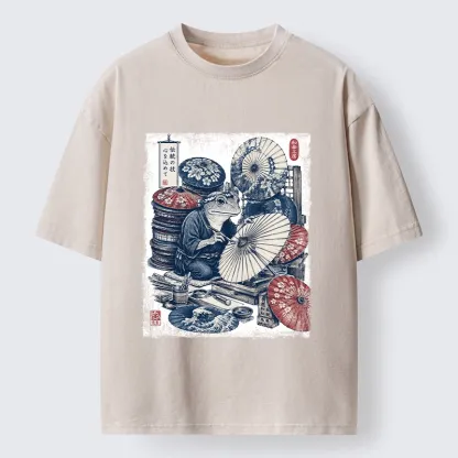 Tokyo-Tiger Umbrella Maker Frog Washed T-Shirt