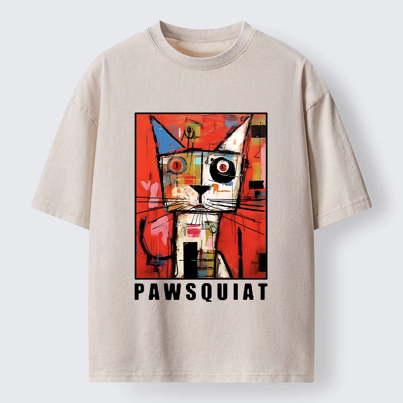 Tokyo-Tiger Abstract Picasso Cat Art Washed T-Shirt