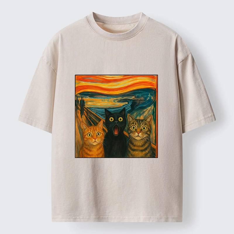 Tokyo-Tiger Funny Meme Scream Cats Washed T-Shirt