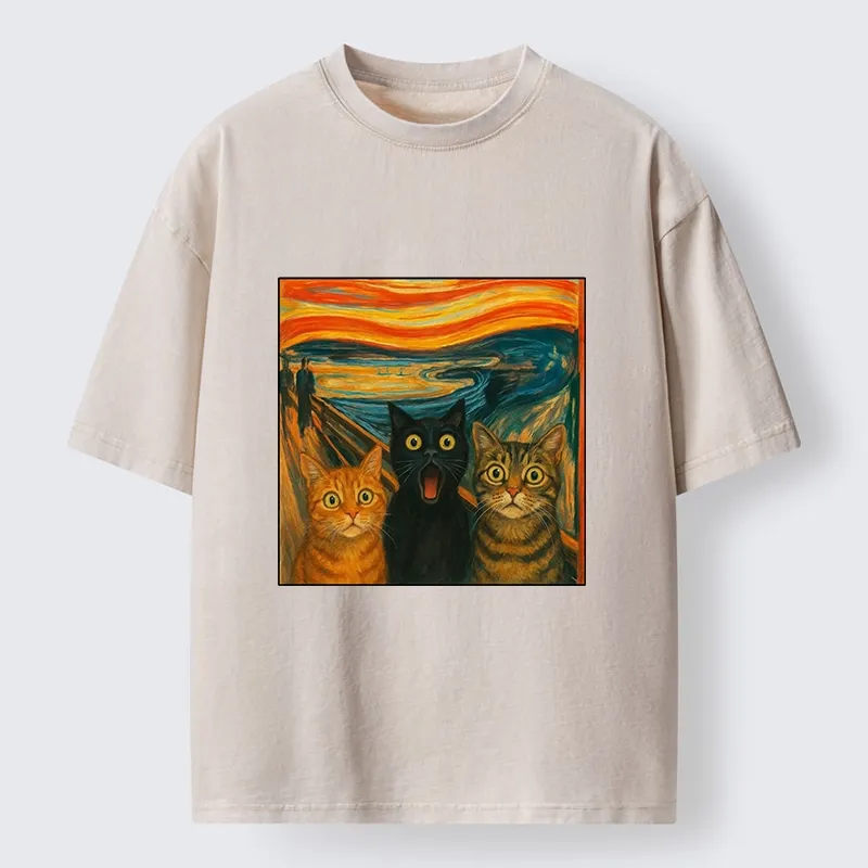 Tokyo-Tiger Funny Meme Scream Cats Washed T-Shirt