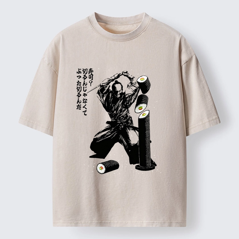 Tokyo-Tiger Samurai Sushi Slice Washed T-Shirt