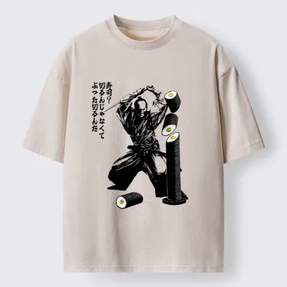 Tokyo-Tiger Samurai Sushi Slice Washed T-Shirt
