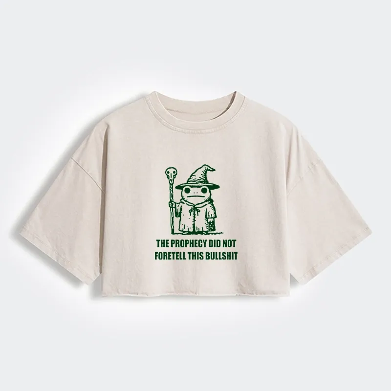 Tokyo-Tiger Funny Meme Wizard Frog Weird Prophecy Women's Washed Crop T-Shirt Sale