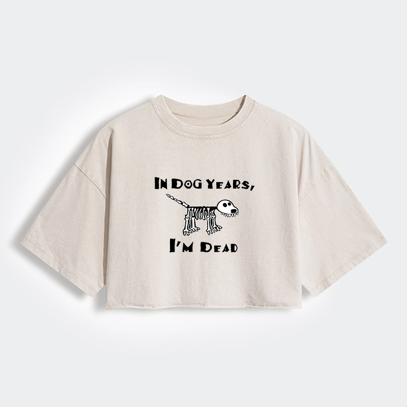 Tokyo-Tiger Funny Meme Old Dog Dead In Dog Years Vibe Women's Washed Crop T-Shirt