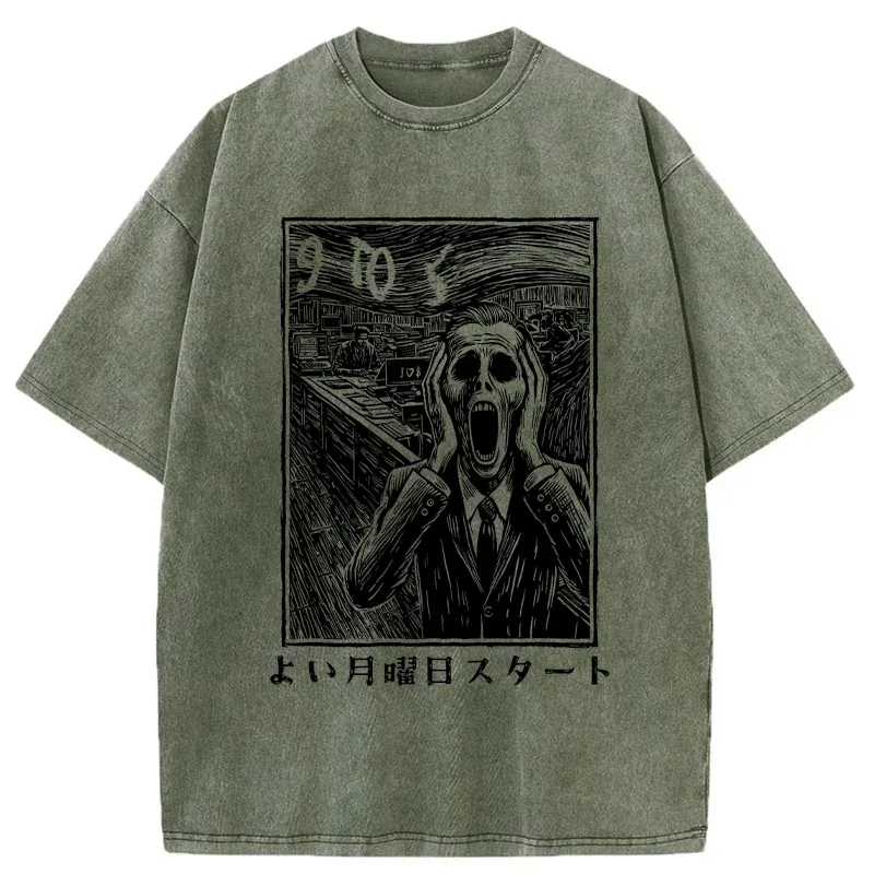 Tokyo-Tiger Office Worker The Scream Washed T-Shirt