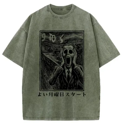 Tokyo-Tiger Office Worker The Scream Washed T-Shirt