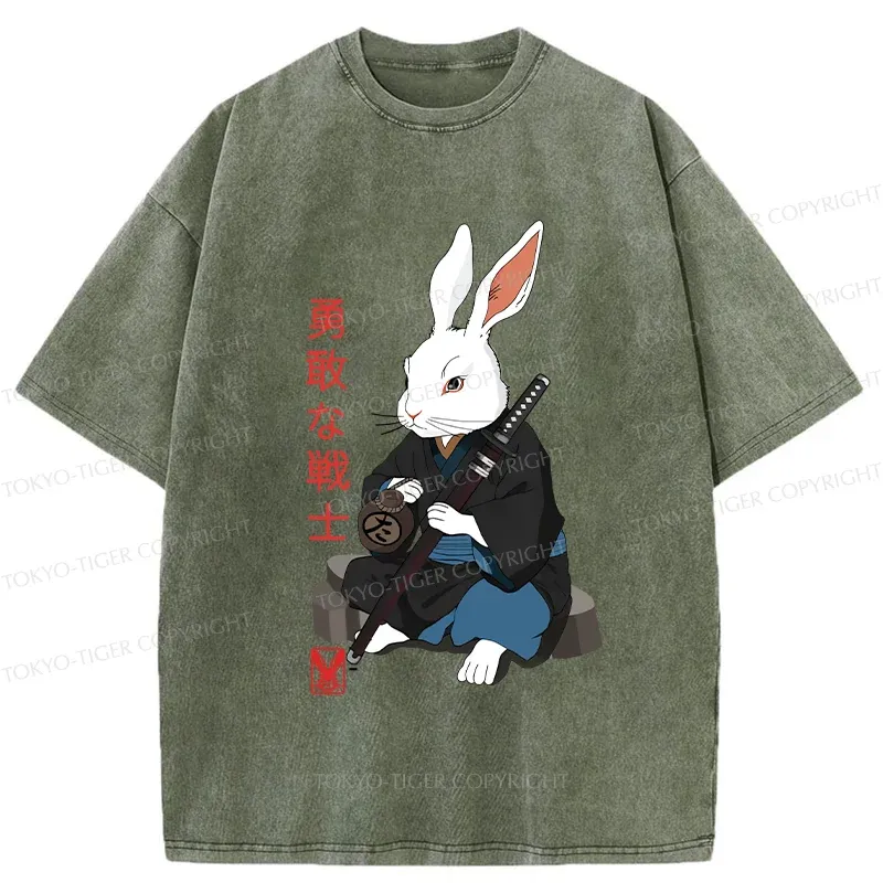 Tokyo-Tiger Rabbit Samurai Washed T-Shirt