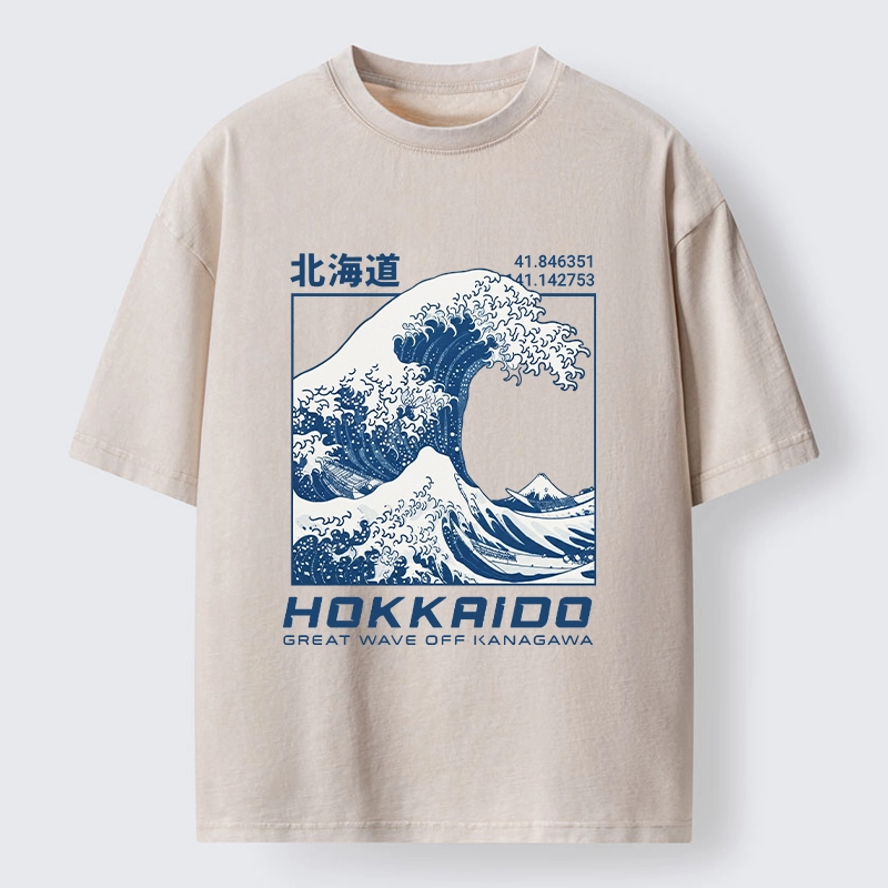 Tokyo-Tiger Hokkaido Wave Art Washed T-Shirt