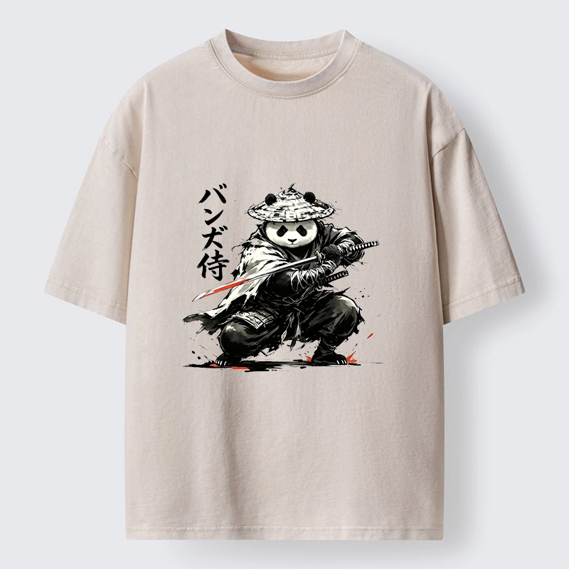 Tokyo-Tiger Panda Samurai Warrior Washed T-Shirt
