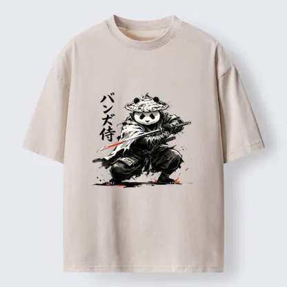Tokyo-Tiger Panda Samurai Warrior Washed T-Shirt