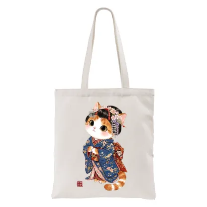 Tokyo-Tiger Cat Dressed As A Geisha Funny Tote Bag